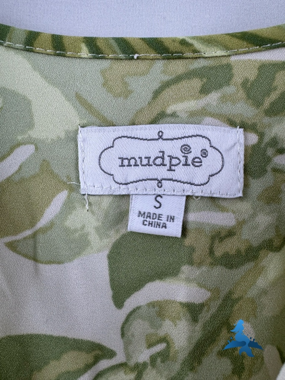 1309 Mud Pie Dress Sleeveless Ruffle Waist Tie Neck – S – Green White - Picture 7 of 16